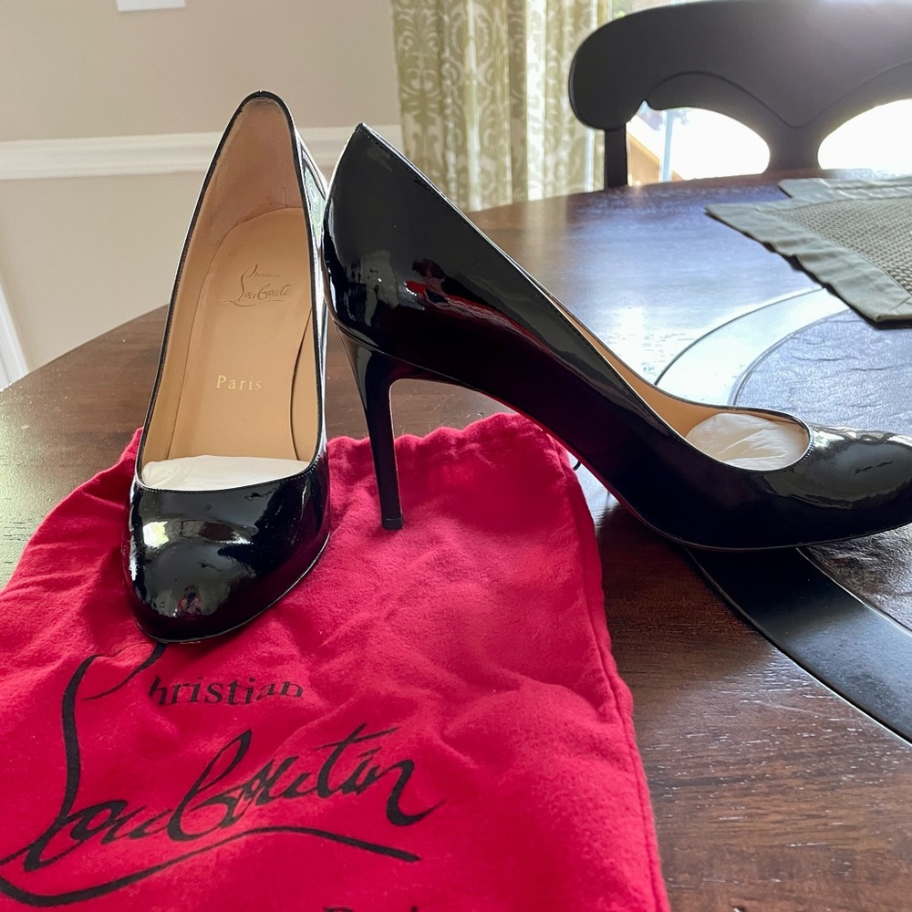 Black patent Christian Louboutin heels size US 6.5, UK 37.5 M